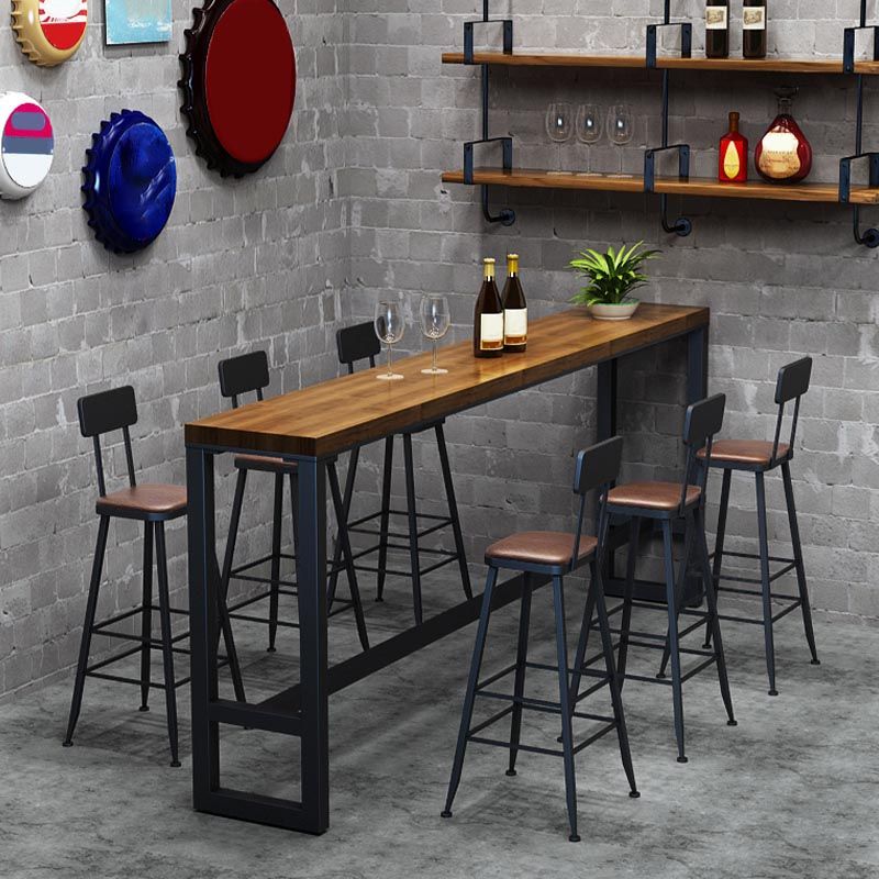 Industrial Solid Wood Bar Table Set 1/2/3/7 Pieces Counter Table with Upholstered Stools Clearhalo 'Bar Furniture' 'furn' 'furn_home_bar_bar_sets' 'Furniture' 'Home Bars & Bar Sets' 'home_bar_bar_sets' 'Kitchen & Dining Furniture' 1200x1200_2bd3cac1-e716-47e0-aac8-33b1b2848ab9