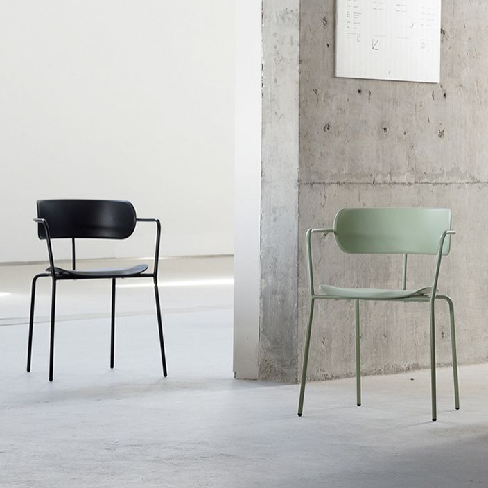 Industrial Opening Back Dining Arm Chair Kitchen Mental Dining Arm Chair Clearhalo ' kitchen&dining_furn' 'Dining Chairs' 'Dining Tables & Seating' 'dining_chair' 'furn' 'furn_dining_chair' 'Furniture' 'furniture_dining_chair' 'Kitchen & Dining Furniture' 'kitchen' 1200x1200_2bd7b85b-362d-4fd0-ab67-e7688aa907e3