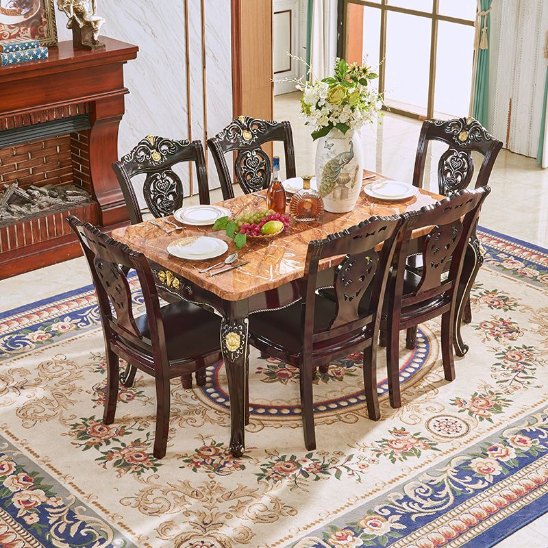 Solid Wood Base Dining Collection Rectangle Dining Table for Dining Room Clearhalo ' dining_table' 'Dining Tables & Seating' 'Dining Tables' 'furn' 'furn_dining_table' 'Furniture' 'furniture_dining_table' 'Kitchen & Dining Furniture' 'kitchen&dining_furn' 'kitchen' 'kitchen_dining_table' 1200x1200_2bd871fa-ea68-4dfd-8026-50b790f2c0a1