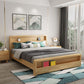 Storage Solid Wood Panel Bed Rubberwood Standard Bed with Headboard