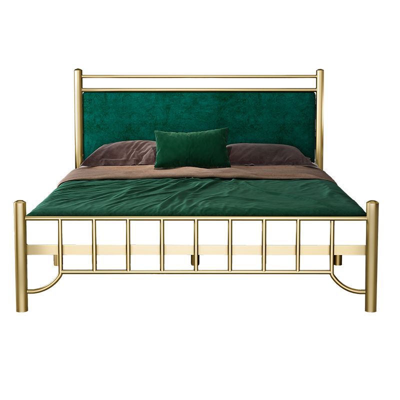 Glam -standaardbed met rechthoekig paneelhoofdeinde en metalen benen bed