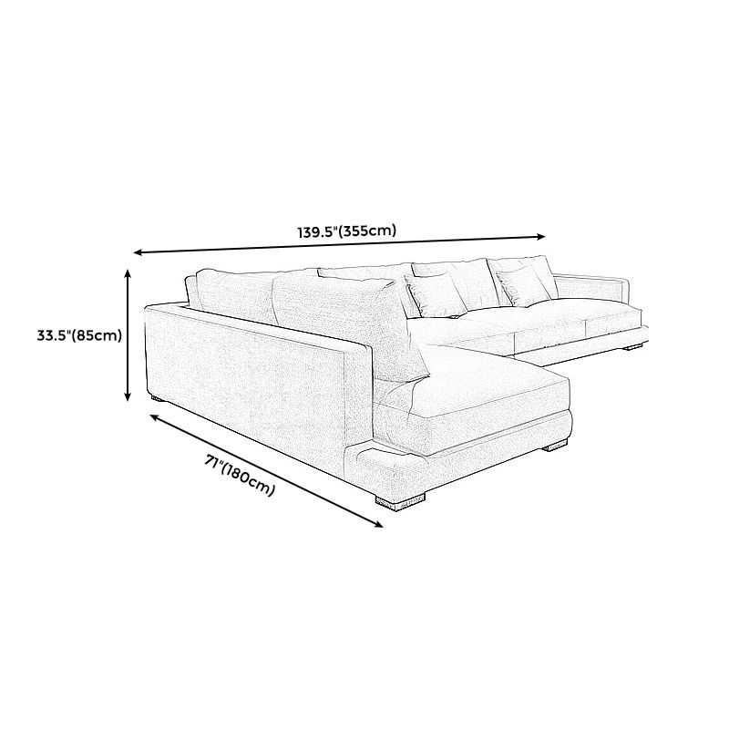 Square Arm Sectional for Living Room with Pillowed Back Cushions Clearhalo 'furn' 'furn_sectionals' 'Furniture' 'furniture_sectionals' 'Living Room Furniture' 'Sectionals' 1200x1200_2bda6d44-1e55-447f-a26f-1eb6849201d9