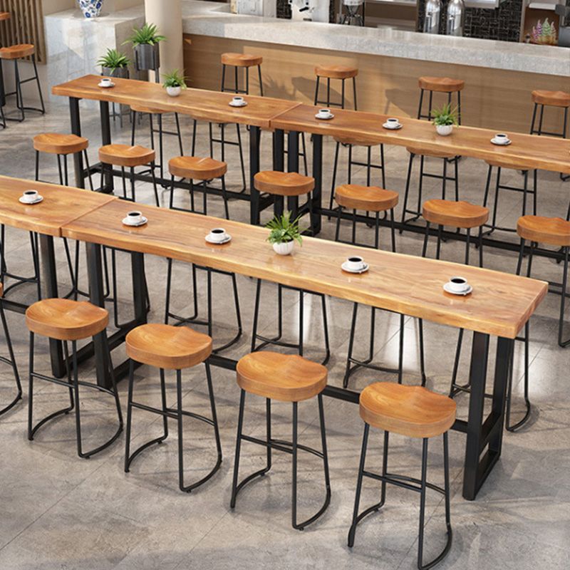 Wood Top Table Metal Black Base Rectangle Bar Table for Patio Use Clearhalo 'Bar Furniture' 'Bar Tables' 'bar_tables' 'furn' 'furn_bar_tables' 'Furniture' 'Kitchen & Dining Furniture' 1200x1200_2bde1d1d-f055-46c0-9b48-10b7b92aa790