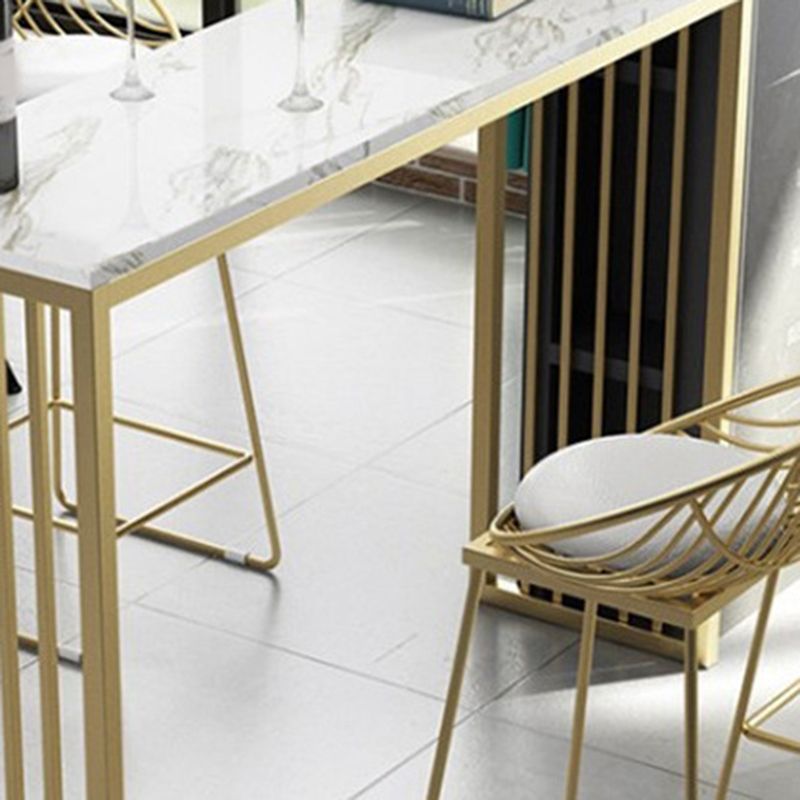Glam Bar Height Table Faux Marble Top Bistro Bar Table with Double Pedestal Base Clearhalo 'Bar Furniture' 'Bar Tables' 'bar_tables' 'furn' 'furn_bar_tables' 'Furniture' 'Kitchen & Dining Furniture' 1200x1200_2bdf9c74-bd5c-4122-af4e-2e960e6c0990