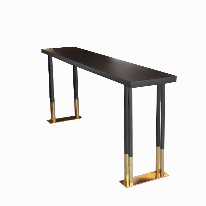 Black Wood Top Bar-height Table with Gold Legs and Metal Base Bar Table