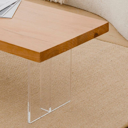 Mesa de café de madera sólida Café o mesa de doble pedestal de pedestal, 19.68 "de ancho