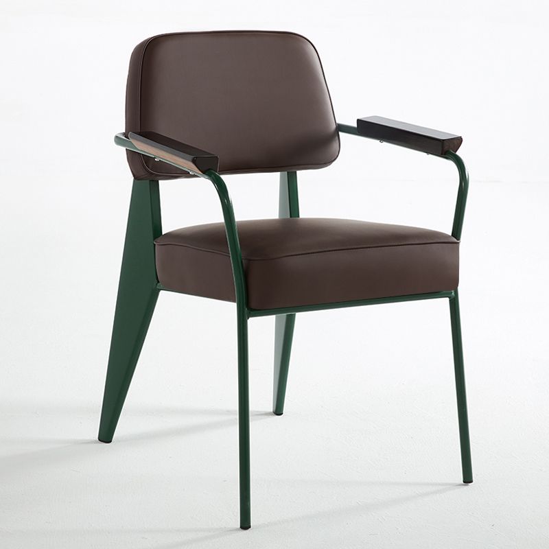 Industrial Style Dining Arm Chair Upholstered Open Back Armchairs with Metal Legs Clearhalo ' kitchen&dining_furn' 'Dining Chairs' 'Dining Tables & Seating' 'dining_chair' 'Furniture' 'furniture_dining_chair' 'Kitchen & Dining Furniture' 'kitchen' 1200x1200_2be2a210-dd68-4598-8666-5f3de74086c8