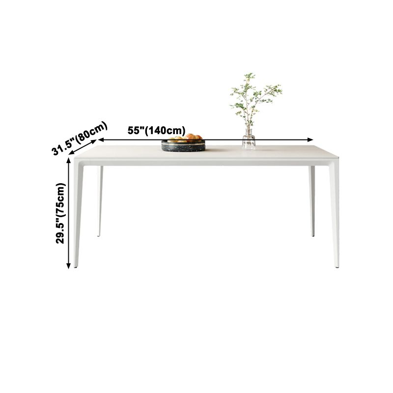 Simplicity Rectangle Dining Table Sintered Stone Table with 4 White Legs Clearhalo ' dining_table' 'Dining Tables & Seating' 'Dining Tables' 'Furniture' 'furniture_dining_table' 'Kitchen & Dining Furniture' 'kitchen&dining_furn' 'kitchen' 'kitchen_dining_table' 1200x1200_2be497a6-2d2d-4ee5-864e-759122a710a3