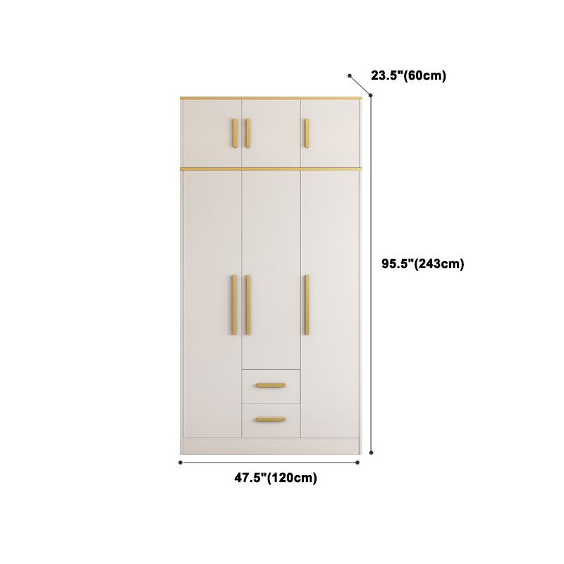 White Wardrobe Cabinet Contemporary Engineered Wood Wardrobe Armoire Clearhalo 'Armoires & Wardrobes' 'armoires_wardrobes' 'Bedroom Furniture' 'furn' 'furn_armoires_wardrobes' 'Furniture' 1200x1200_2be62a03-cca1-4ac9-a498-f54f77bb187a