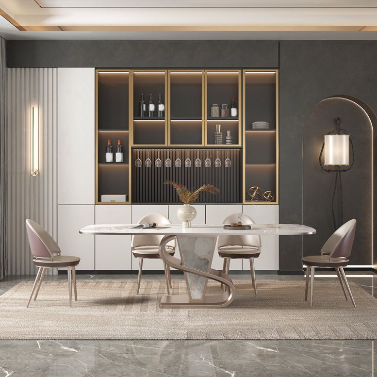 Designer Style 1/4/5/6/7/9 Pieces Dining Table Set Rectangle Sintered Stone Top Table Set Clearhalo 'Dining Room Sets' 'Dining Tables & Seating' 'dining_room_set' 'furn' 'furn_dining_room_set' 'Furniture' 'Kitchen & Dining Furniture' 1200x1200_2be6868c-2a32-4868-8b20-c3c30ec2c584