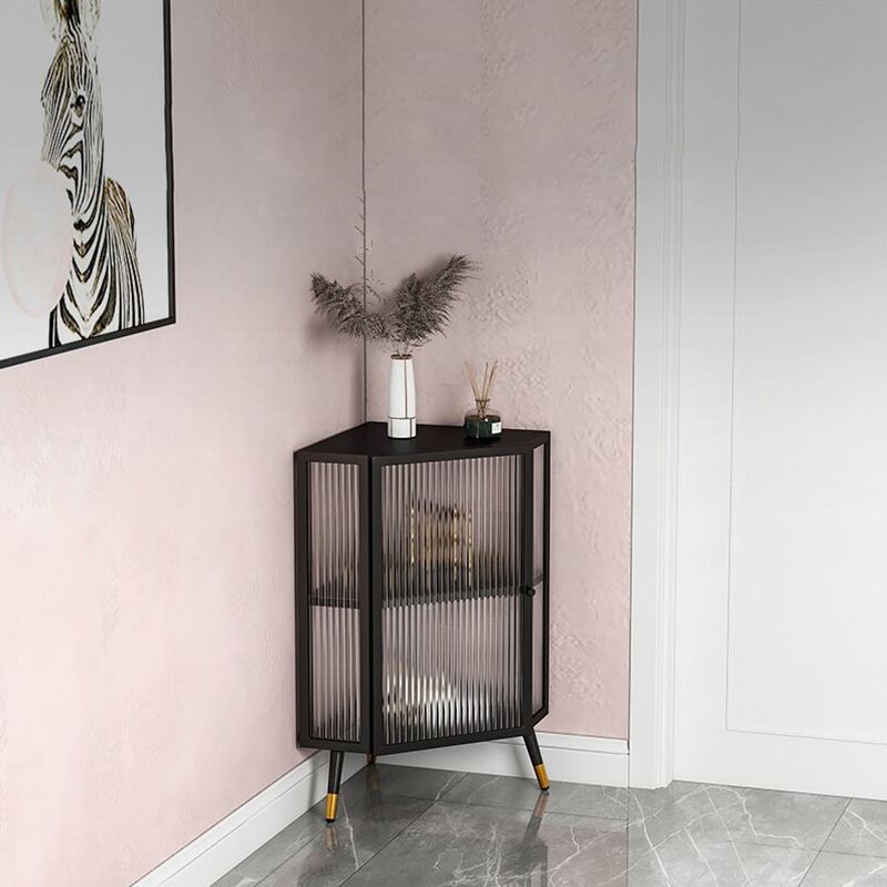 Server di cucina in stile glam in vetro con cornice di ferro buffet per soggiorno