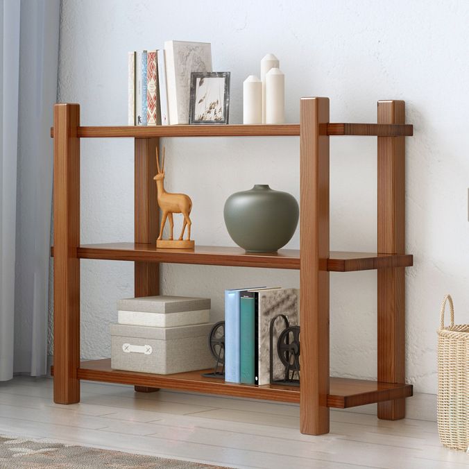 Modern Style Open Back Bookshelf Solid Wood Bookcase for Home