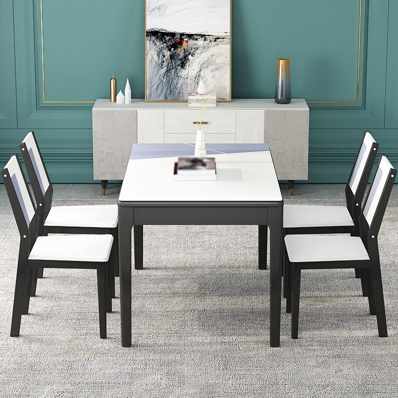 Glass Dining Table Mid-Century Style 4 Legs Base Rectangle Table for Dining Room Clearhalo ' dining_table' 'Dining Tables & Seating' 'Dining Tables' 'furn' 'furn_dining_table' 'Furniture' 'furniture_dining_table' 'Kitchen & Dining Furniture' 'kitchen&dining_furn' 'kitchen' 'kitchen_dining_table' 1200x1200_2be8478e-dfba-48c4-89e5-cbbe380221c5