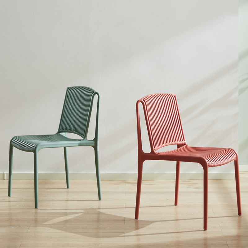 Scandinavian Stackable Armless Dining Chairs Plastic Slat Back Side Chair Clearhalo ' kitchen&dining_furn' 'Dining Chairs' 'Dining Tables & Seating' 'dining_chair' 'furn' 'furn_dining_chair' 'Furniture' 'furniture_dining_chair' 'Kitchen & Dining Furniture' 'kitchen' 1200x1200_2be98744-c9fb-4aef-aacd-9c75789df38d