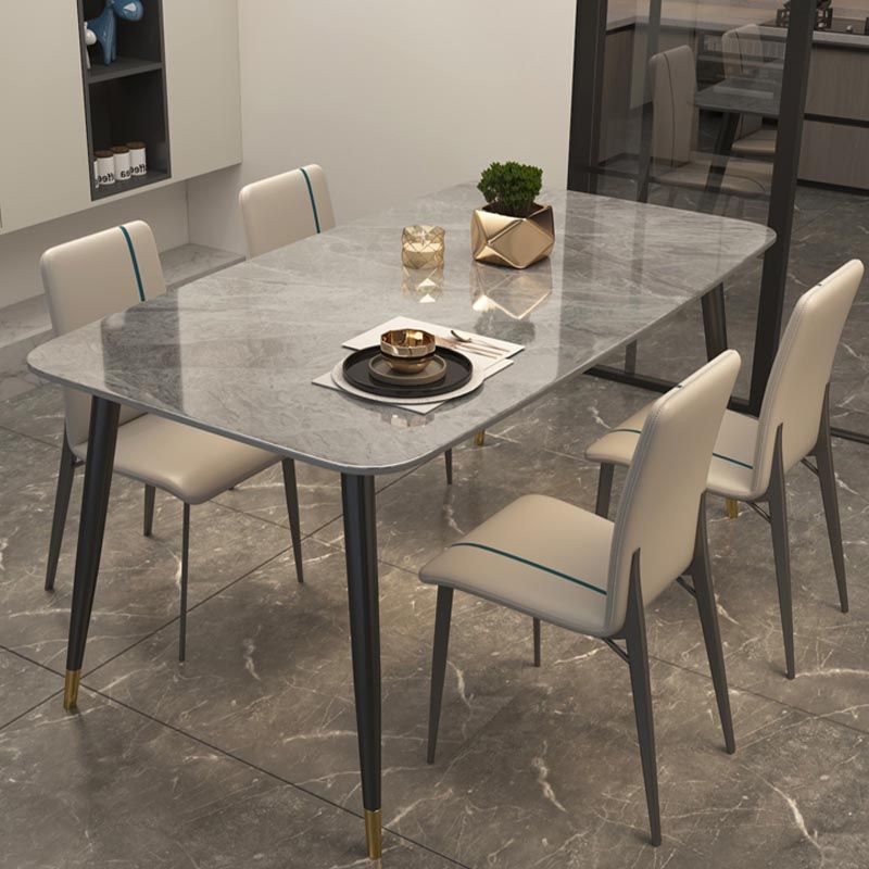 Luxury Sintered Stone Top Dining Table Rectangle Grey Table with 4 Legs Clearhalo 'Dining Tables & Seating' 'Dining Tables' 'dining_table' 'furn' 'furn_dining_table' 'Furniture' 'Kitchen & Dining Furniture' 1200x1200_2bea0e4b-7de6-4cf2-a9c5-8f700f010187