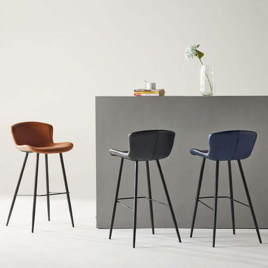 Modern Style Bar Stool Metal Base Barstools with Faux Leather Seat for Kitchen Clearhalo 'Bar Furniture' 'Bar Stools' 'bar_stools' 'furn' 'furn_bar_stools' 'furniture_bar_stools' 'Kitchen & Dining Furniture' 'kitchen&dining_furn' 'kitchen' 'kitchen_furn' Furniture' 1200x1200_2beb29f0-83d7-49b4-9d2a-339bb354cabd