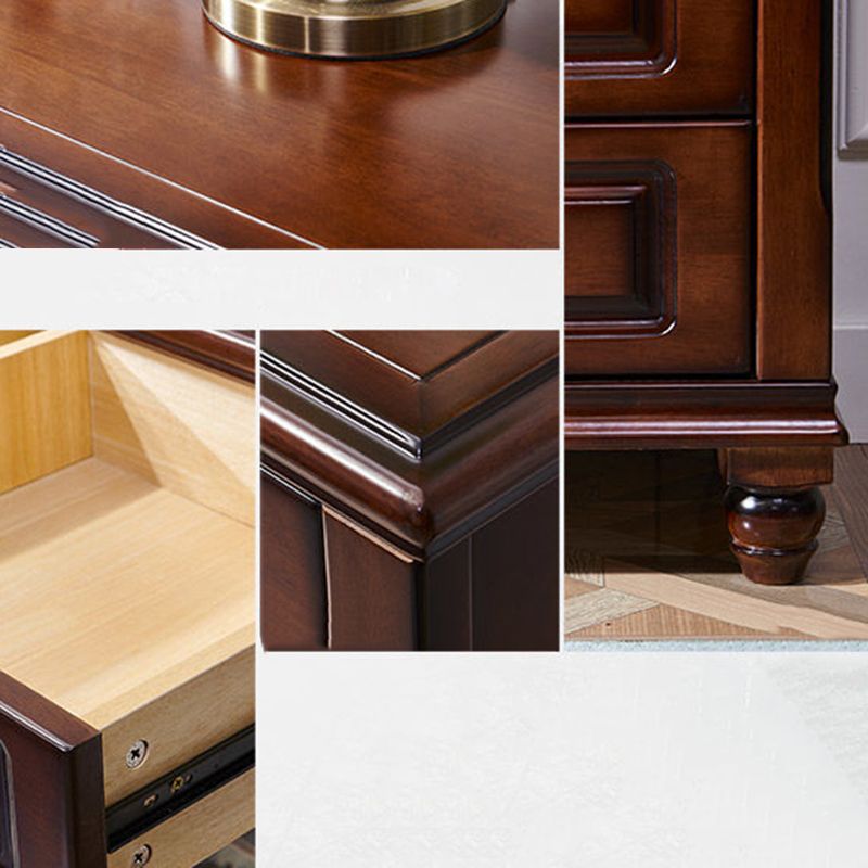 Cassettiera verticale tradizionale in legno di gomma per camera da letto con cassetti