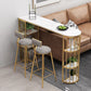 Table de bar de style Glam, table de bistro à double caisson en faux marbre avec rangement