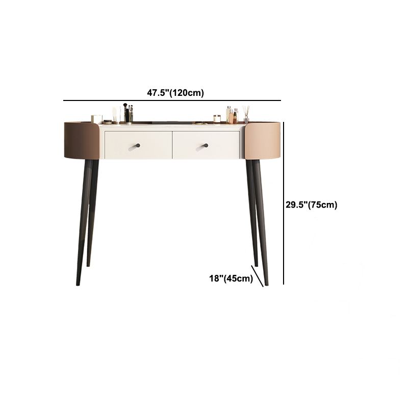 2 Drawers Makeup Table Desk Stone Top Vanity Table in Orange