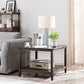 Farmhouse Square Wood Top End Table Double Tier Sofa Side Table with Storage