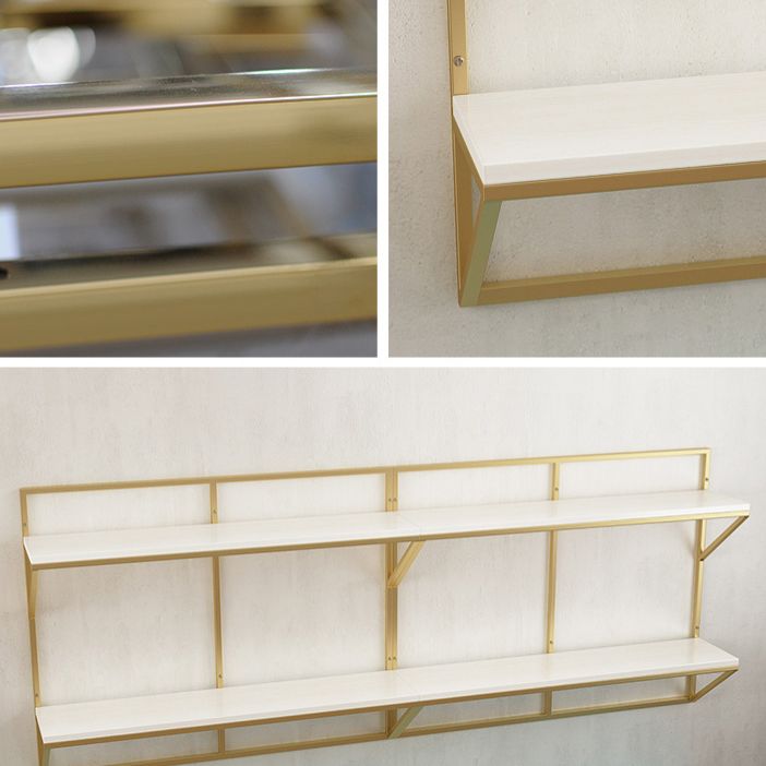 Glam Wall Mounted Bookshelf Iron Frame Glass and Pine Shelf Bookshelf Clearhalo 'Bookcases' 'furn' 'furn_bookcases' 'Furniture' 'furniture_bookcases' 'kitchen' 'kitchen_bookcases' 'Living Room Furniture' 'Office Furniture' 1200x1200_2bf4baa4-bc52-41e3-b9ec-65f60cca4f83