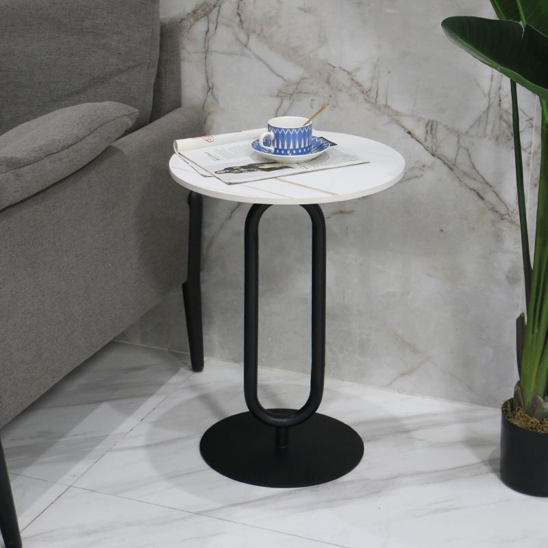 Modern Round Stone Top End Table 21.6"Tall Pedestal Side Table Clearhalo 'Coffee & Accent Tables' 'End & Side Tables' 'end_side_table' 'end_side_tables' 'furn' 'furn_end_side_tables' 'Furniture' 'furniture_end_side_table' 'Living Room Furniture' 1200x1200_2bf8561b-ab66-4d33-a62c-fe070a62c4ed