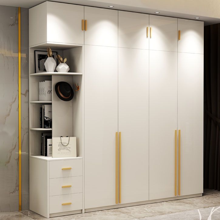 Contemporary Wooden Wardrobe White Color Soft Close Door Wardrobe Closet with 1-Door