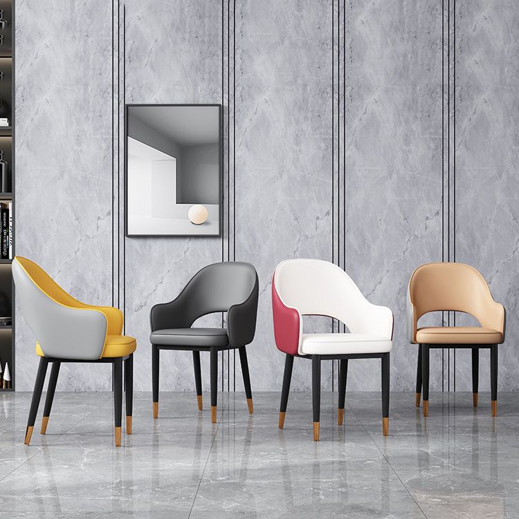 Glam Open Back Dining Arm Chair Leather Dining Chair for Kitchen Clearhalo 'Dining Chairs' 'Dining Tables & Seating' 'dining_chair' 'furn' 'furn_dining_chair' 'Furniture' 'furniture_dining_chair' 'Kitchen & Dining Furniture' 1200x1200_2bfc6688-5e13-42e9-8055-69e2e11436d2