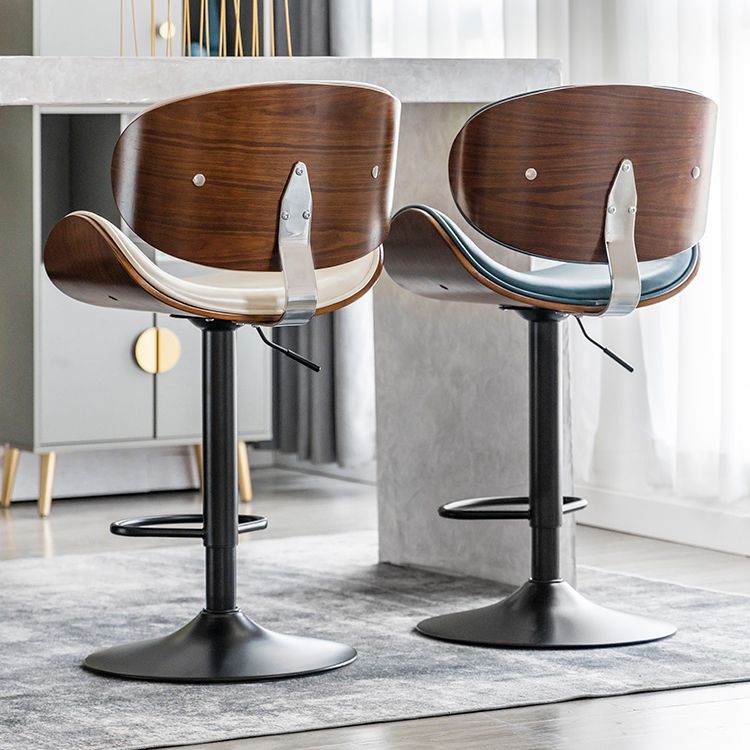 Contemporary Metal Adjustable Barstool Leather Counter Stool with Swivel in Matte Finish Clearhalo 'Bar Furniture' 'Bar Stools' 'bar_stools' 'furn' 'furn_bar_stools' 'Furniture' 'Kitchen & Dining Furniture' 1200x1200_2bfd043b-b24d-4d5b-b187-358abf0d0dd5