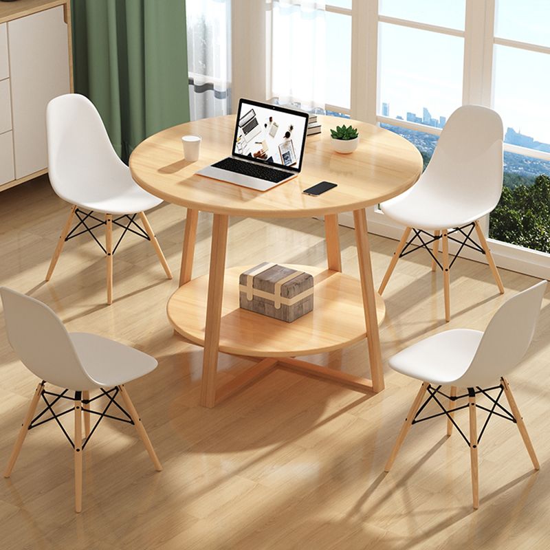 Tavolino laterale di gambe trasversali alte 27,5 "tavolo laterale tondo naturale/ bianco