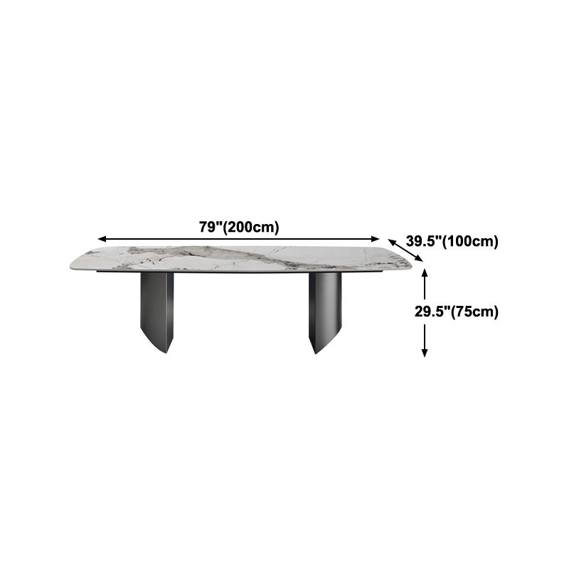 Sintered Stone Modern Rectangle Dining Table White Stone Top Dinette Table for Kitchen Clearhalo ' dining_table' 'Dining Tables & Seating' 'Dining Tables' 'furn' 'furn_dining_table' 'Furniture' 'furniture_dining_table' 'Kitchen & Dining Furniture' 'kitchen&dining_furn' 'kitchen' 'kitchen_dining_table' 1200x1200_2bff9546-a403-4fe5-9b9a-441ec662b619