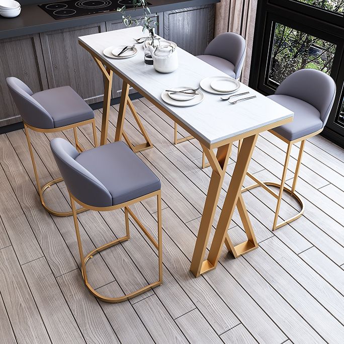 White Glam Style Bar Table in Faux Marble and Metal Bar Table for Dining Room Clearhalo 'Bar Furniture' 'Bar Tables' 'bar_tables' 'furn' 'furn_bar_tables' 'Furniture' 'furniture_bar_tables' 'Kitchen & Dining Furniture' 1200x1200_2bffbbc7-bf24-4bc2-bb93-1d1f637d3300