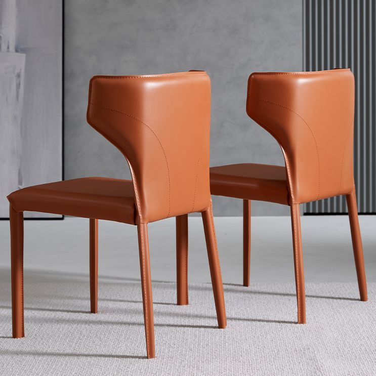 Contemporary Leather Dining Chair Wingback Side Chair in Matte Finish for Kitchen