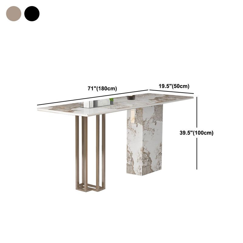 Double Pedestal Kitchen Counter Height Table Contemporary Rectangle Pub Table Clearhalo 'Bar Furniture' 'Bar Tables' 'bar_tables' 'furn' 'furn_bar_tables' 'Furniture' 'Kitchen & Dining Furniture' 1200x1200_2c04c469-9b49-4cd7-a795-ca71e814bac8