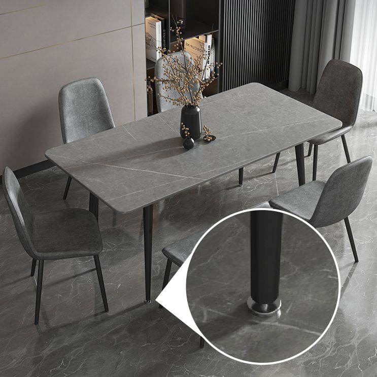 Modern Style Sintered Stone Dining Room Set with Fixed Rectangle Shape Table and 4 Legs Base Clearhalo 'Dining Room Sets' 'Dining Tables & Seating' 'dining_room_set' 'furn' 'furn_dining_room_set' 'Furniture' 'furniture_dining_room_set' 'Kitchen & Dining Furniture' 'kitchen&dining_furn' 'kitchen' 1200x1200_2c068ce2-cd4c-44d6-97e1-dfe60bce7afd