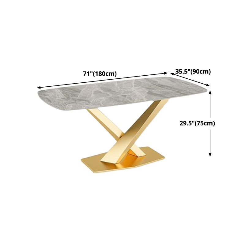 Gray Sintered Stone Dining Table Traditional Luxury Dining Table with Gold Frame Clearhalo 'Dining Tables & Seating' 'Dining Tables' 'dining_table' 'furn' 'furn_dining_table' 'Furniture' 'Kitchen & Dining Furniture' 1200x1200_2c075b31-3275-41e6-a67a-a0c61691ffd6