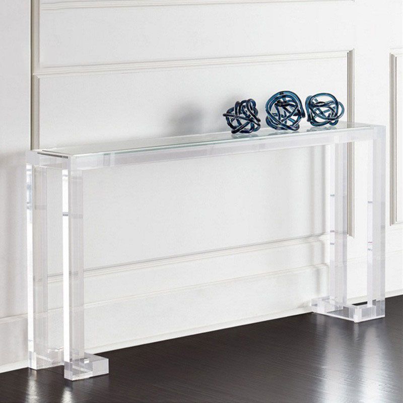 Tavolo di accento rettangolo acrilico moderno tavolo da console a 1 scaffale per sala