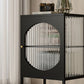 Glam -dressoir met glazen deur keukenserver met metalen frame