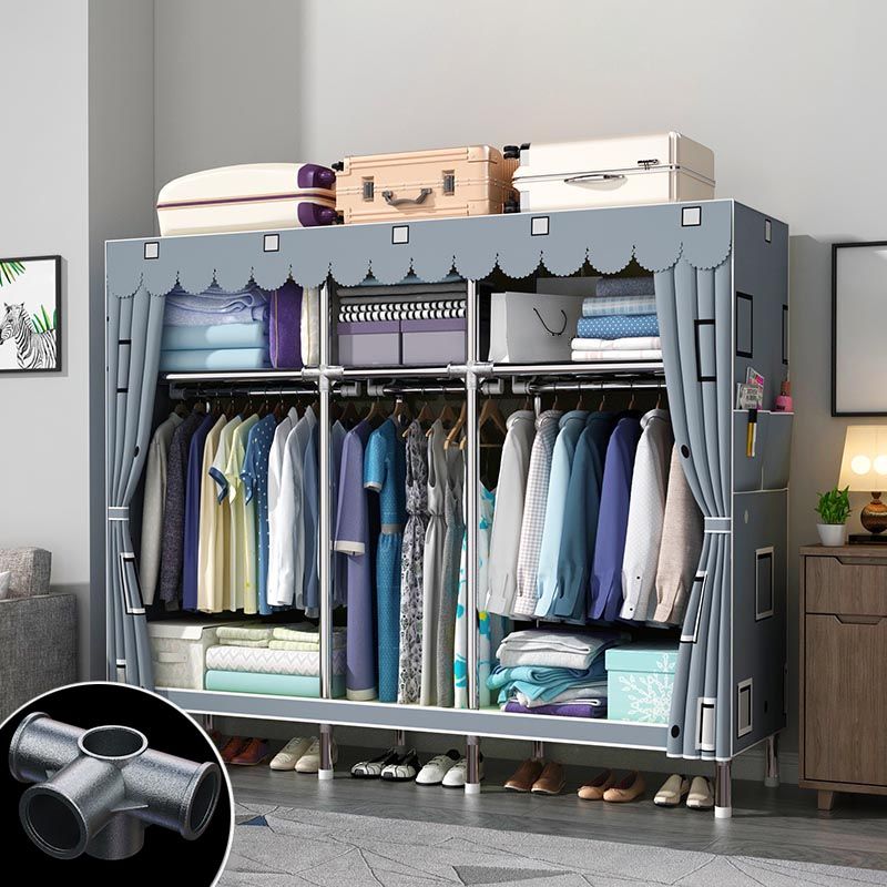 Eigentijdse stijl garderobe armoire houten armoire met kledingrail voor slaapkamer