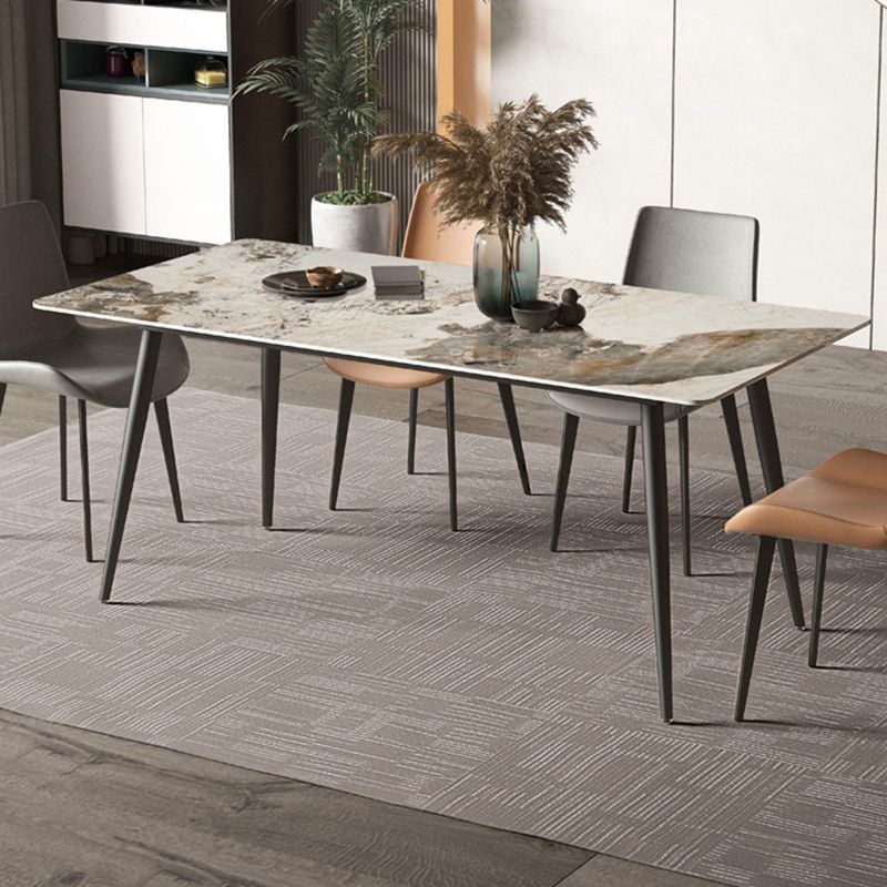 Modern Rectangle Table Sintered Stone Table with Metal Legs for Kitchen Clearhalo 'Dining Tables & Seating' 'Dining Tables' 'dining_table' 'furn' 'furn_dining_table' 'Furniture' 'Kitchen & Dining Furniture' 1200x1200_2c0b4641-5f0a-4774-ae38-9b0abb4776af