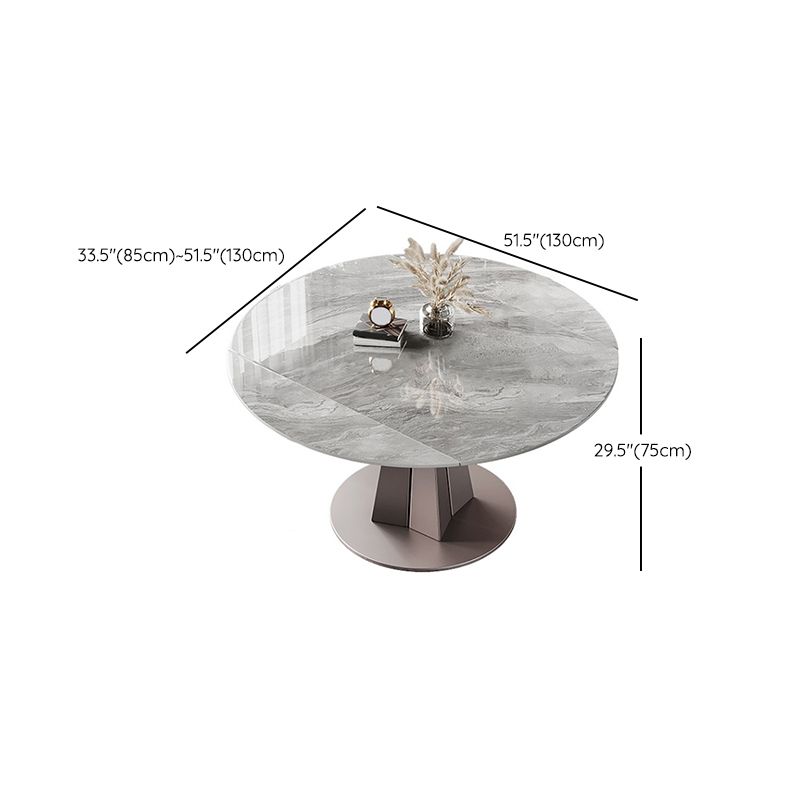 Metal and Slate Table Modern Minimalist Family Retractable Round Dining Table