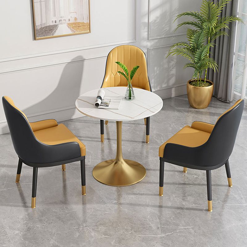 Metal Traditional Luxury Round Dining Table Sintered Stone Table with Tulip Base Clearhalo 'Dining Tables & Seating' 'Dining Tables' 'dining_table' 'furn' 'furn_dining_table' 'Furniture' 'Kitchen & Dining Furniture' 1200x1200_2c0e0149-06be-49ff-a753-9bb77aeaa013