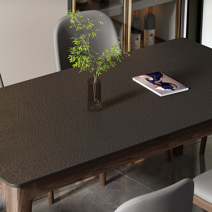 Modern Stone Rectangle Dining Table Wood Legs for Dining Room Clearhalo 'Dining Tables & Seating' 'Dining Tables' 'dining_table' 'furn' 'furn_dining_table' 'Furniture' 'Kitchen & Dining Furniture' 1200x1200_2c0e2832-24f7-4c4d-a019-6a27812cb659