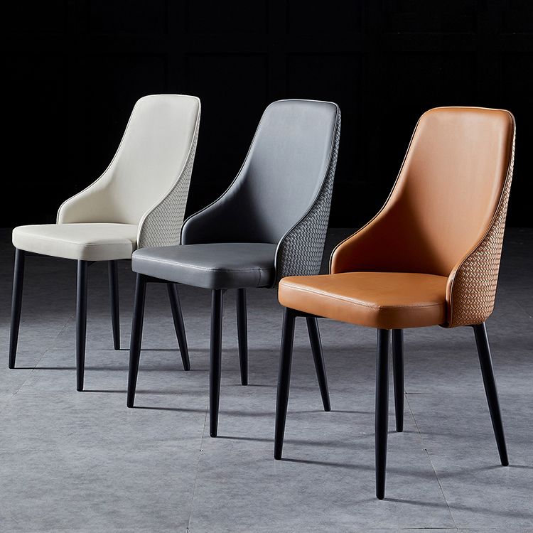 Contemporary Kitchen Dining Side Chair Leather Chair in Black Legs