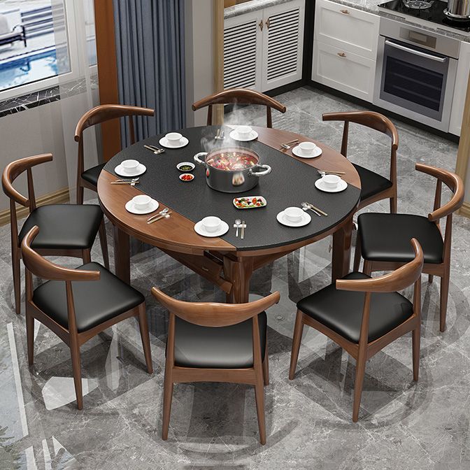 Eigentijdse keuken eettafel Houten eettafel met bladverlenging