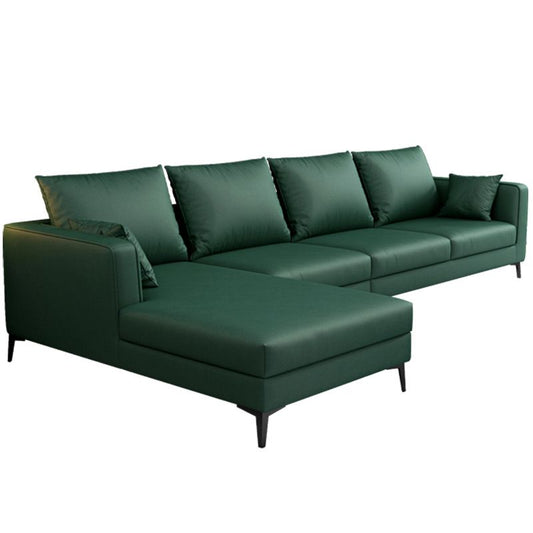 Green 4-seater Square Arm Sectional Pillow Back Stain-resistant Sectional