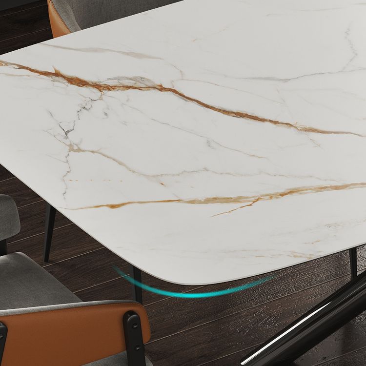 Rectangle Dining Table Industrial Stone Table in White for Dining Room Clearhalo 'Dining Tables & Seating' 'Dining Tables' 'dining_table' 'furn' 'furn_dining_table' 'Furniture' 'Kitchen & Dining Furniture' 1200x1200_2c13109d-607d-4dac-a885-1e665a257b69