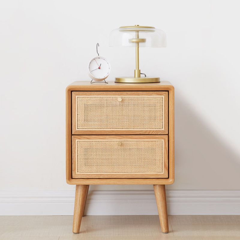 Mesa de noche de acento contemporáneo 21.26 "Alto 2 cajones de cama Nightsand