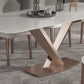 Traditional Luxury Dining Table Rectangle Sintered Stone Pedestal Table with Rose Gold Frame Clearhalo ' dining_table' 'Dining Tables & Seating' 'Dining Tables' 'furn' 'furn_dining_table' 'Furniture' 'furniture_dining_table' 'Kitchen & Dining Furniture' 'kitchen&dining_furn' 'kitchen' 'kitchen_dining_table' 1200x1200_2c172c4e-c2f5-4e26-a253-046ec4aec98b