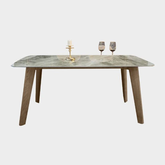 Scandinavian Style Rectangular Sintered Stone Table Brown Legs Dining Table with Wood Base Clearhalo 'Dining Room Sets' 'Dining Tables & Seating' 'dining_room_set' 'Furniture' 'furniture_dining_room_set' 'Kitchen & Dining Furniture' 'kitchen&dining_furn' 'kitchen' 1200x1200_2c17b6cd-167d-4fcb-b21a-ea51a5817183